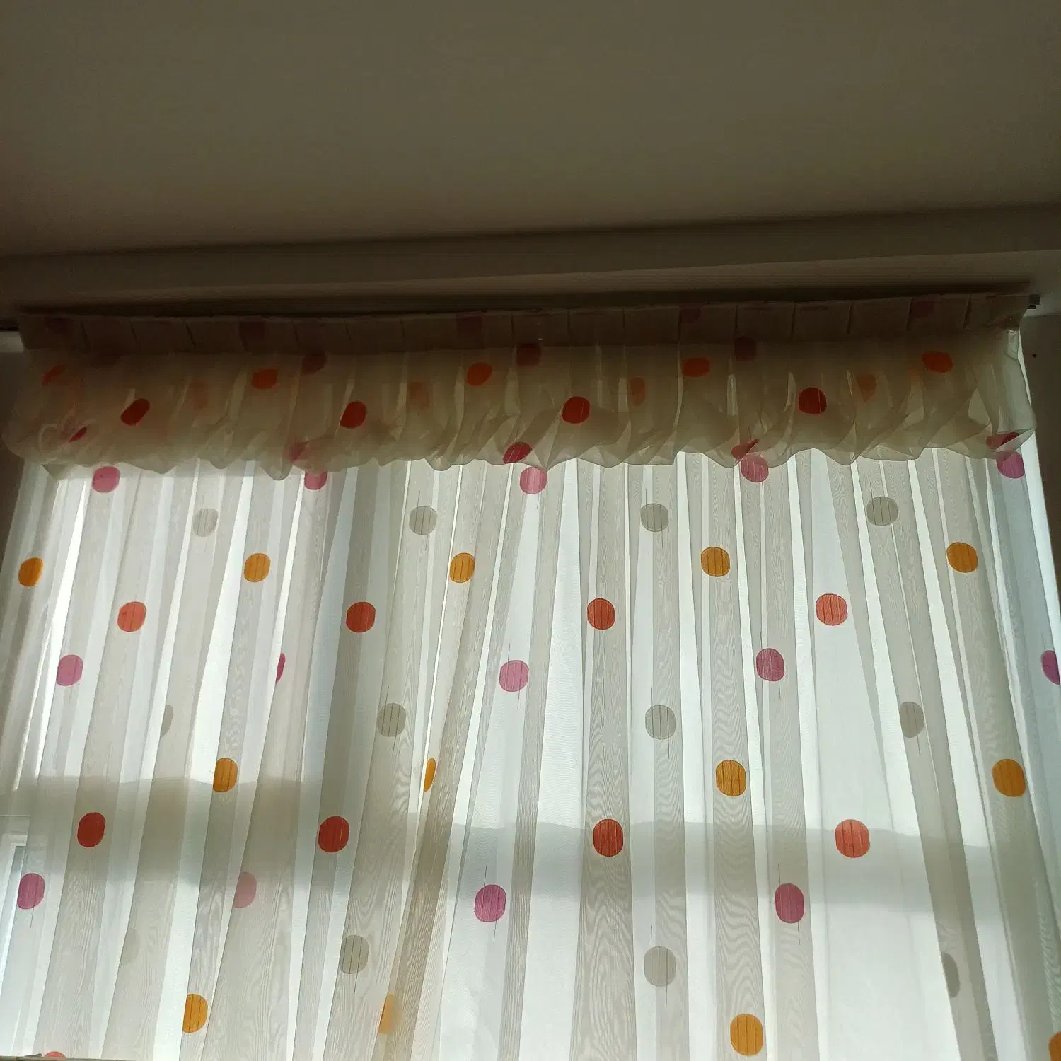 پرده حریر دو عدد با ملافه کارتونی و خالدار|پرده، رانر، رومیزی|اردبیل, |دیوار