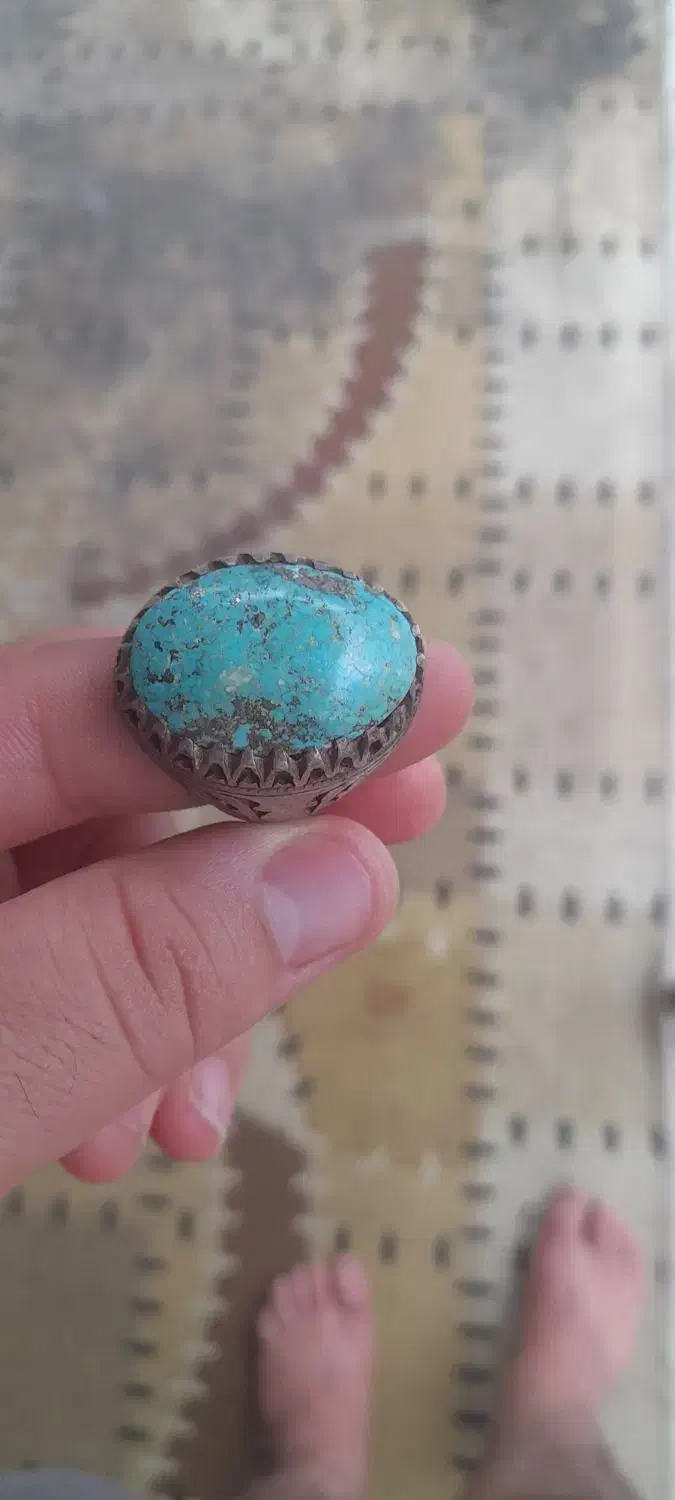 انگشتر فیروزه اصل نشابور ۴۵ گرم|کلکسیون اشیاء عتیقه|کردکوی, |دیوار