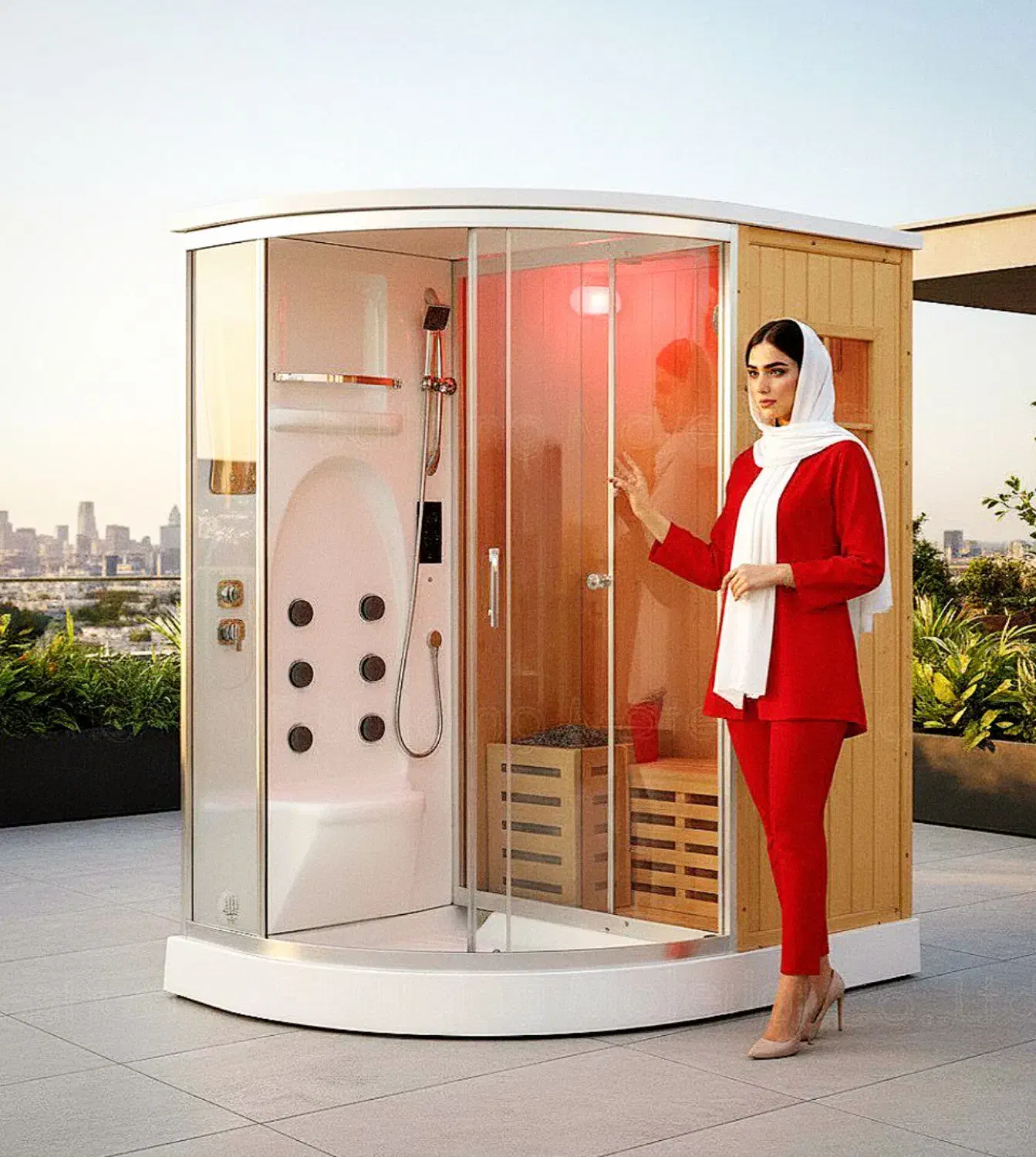کابین دوقولوی سونا بخار و خشک نصب در قم دوش جکوزی|لوازم حمام|قم, باجک یک|دیوار