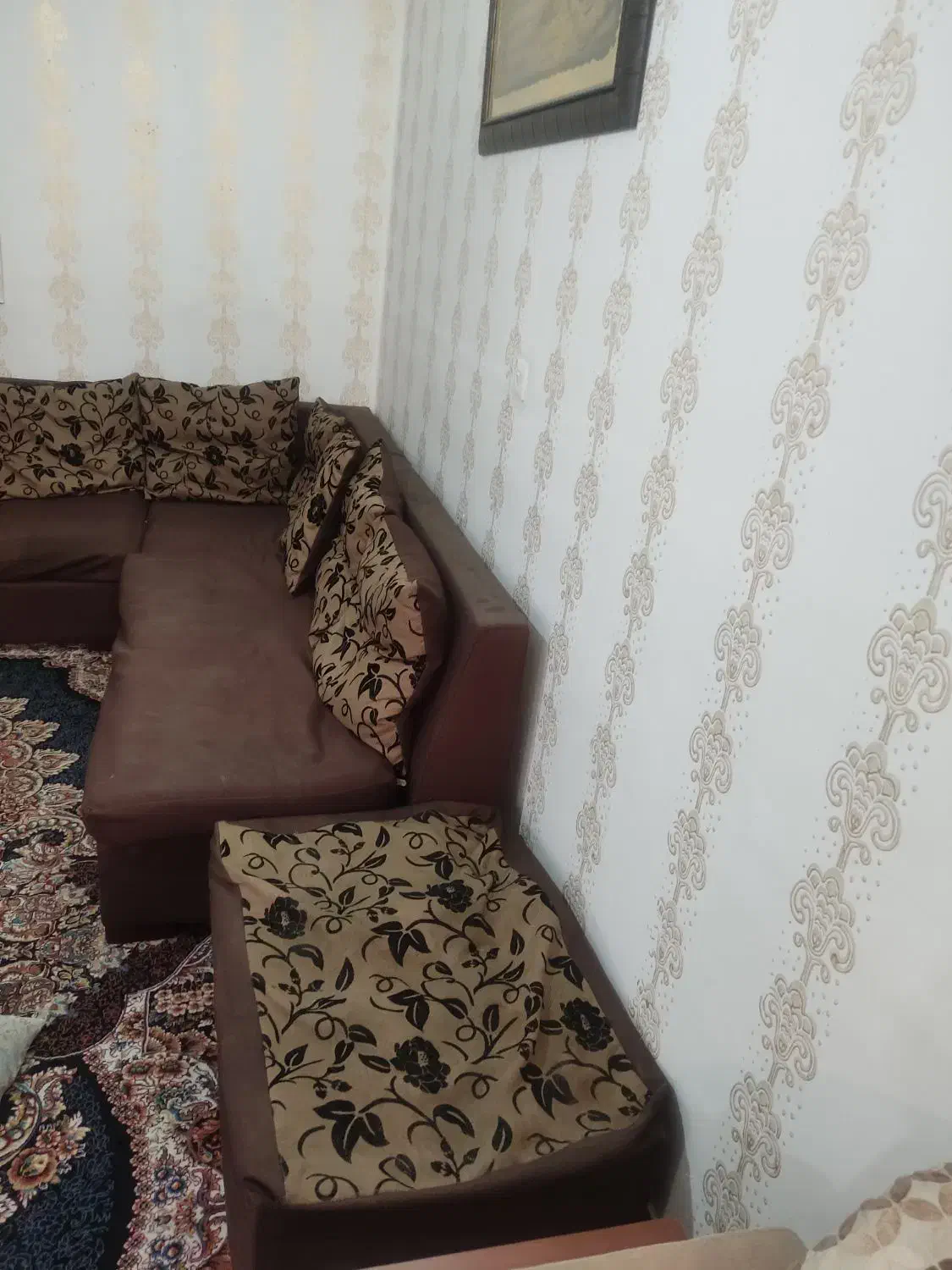 مبل ال قهوه ه ای رنگ ۶نفره|مبلمان خانگی و میز عسلی|شوشتر, |دیوار