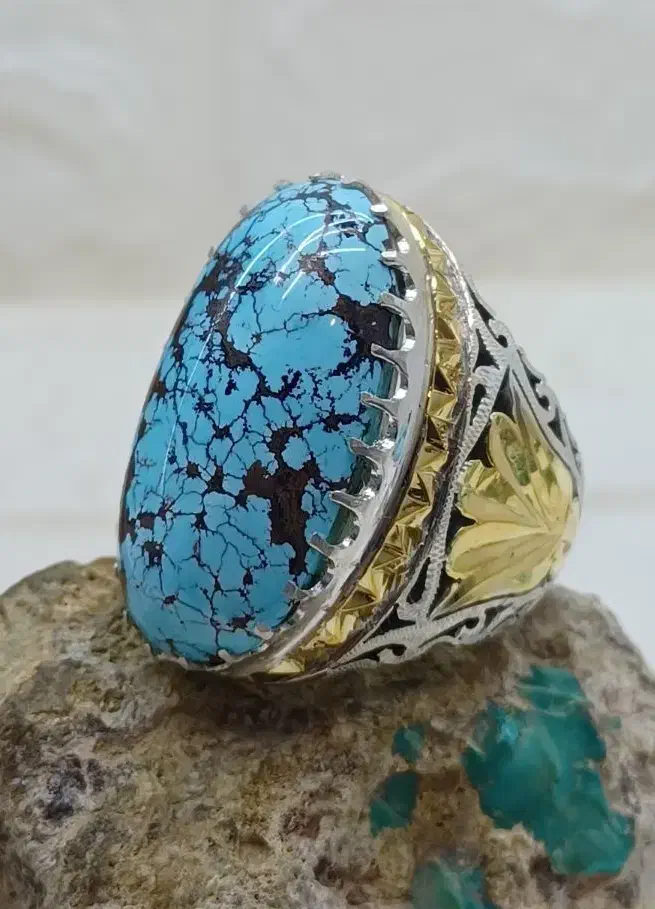 انگشتر فوق کلکسیونی نقره بافیروزه فاخر نیشابوری|بدلیجات|لنجان, |دیوار