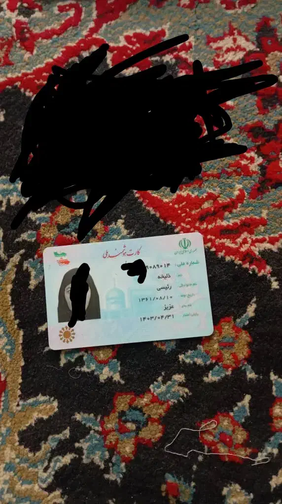 کارت ملی گمشده به نام ذلیخا رئیسی.|اشیا|هامون, |دیوار