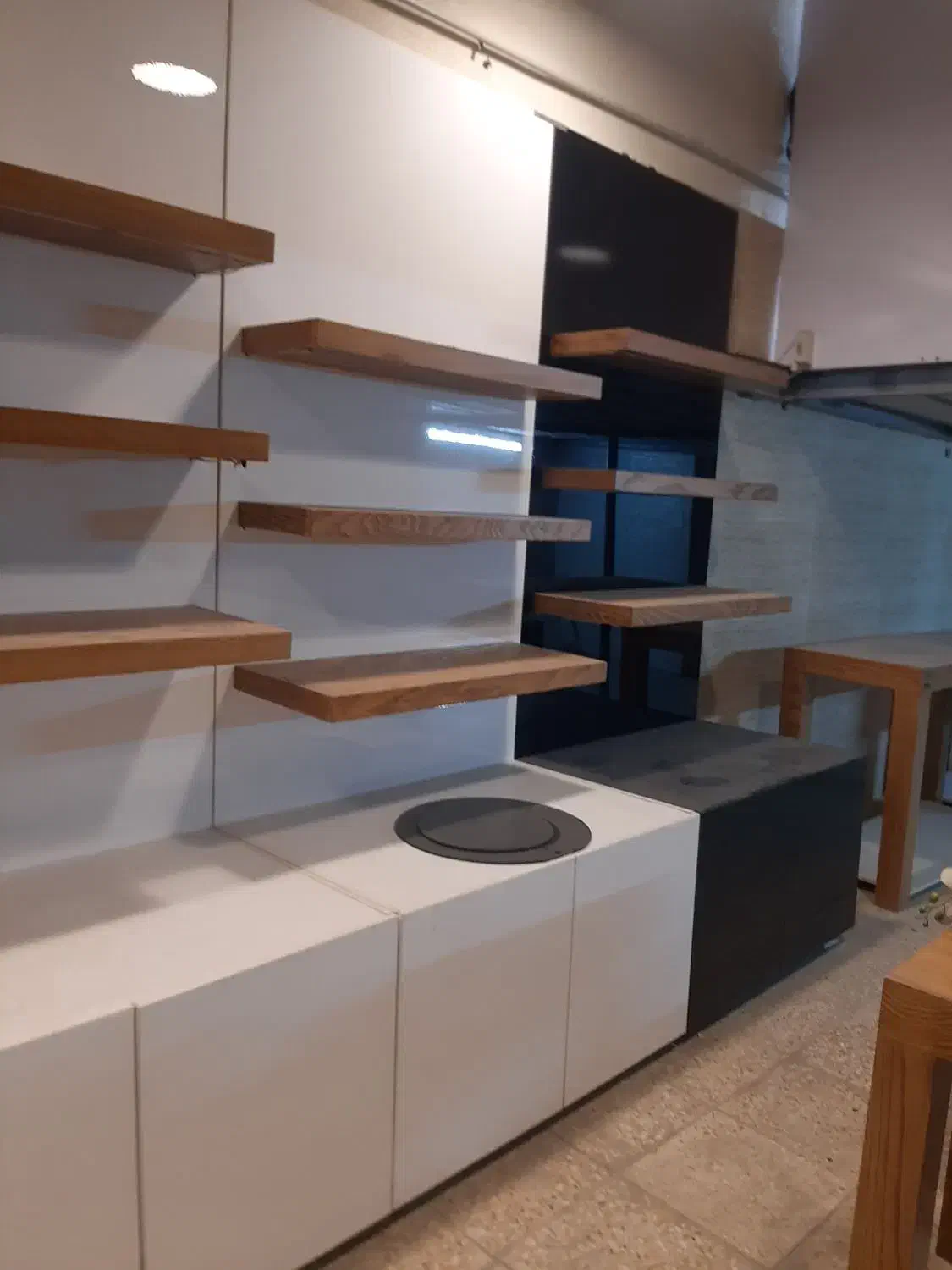 قفسه کتاب و ویترین و میز|کتابخانه، شلف، قفسههای دیواری|احمدآبادمستوفی, |دیوار