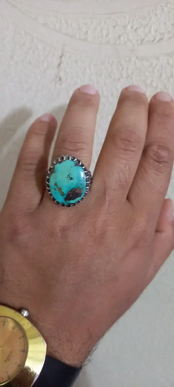 انگشتر نقره فیروزه و عقیق سلیمانی|جواهرات|شاهین‌شهر, شهرک ردانی پور|دیوار