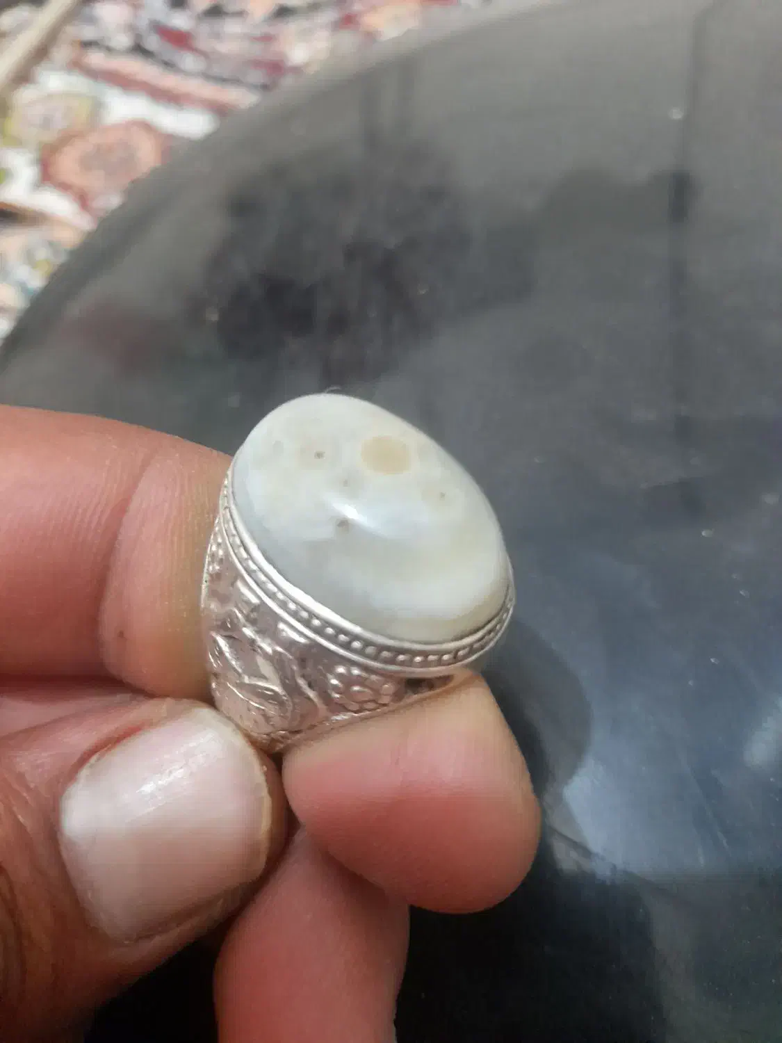 انگشتر باباقوری با رکاب نقره قدیم|بدلیجات|پرند, فاز ۶|دیوار