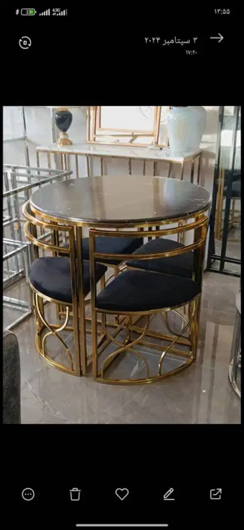 میز ناهار خوری گرد فلزی|میز و صندلی غذاخوری|اصفهان, کساره|دیوار