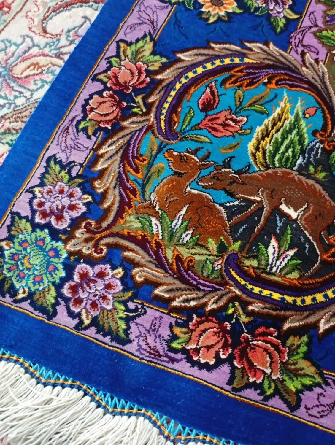 فرش دستبافت ذرع و نیم تمام ابریشم قم|فرش|تهران, جنت‌آباد مرکزی|دیوار