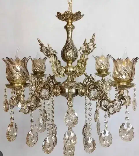 لوستر چهارشعله مدرن برنجی اصل|لوستر و چراغ آویز|قرچک, شهرک طلائیه|دیوار