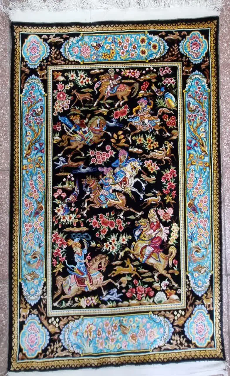 قالی دستبافت تمام ابریشم|فرش|قم, علی آباد سعدگان|دیوار