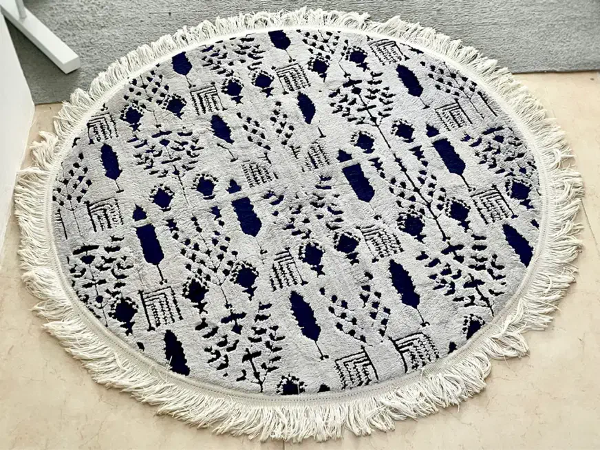 تخفیف ویژه قالیچه گرد فانتزی طوسی سرمهای|فرش|قم, پردیسان|دیوار