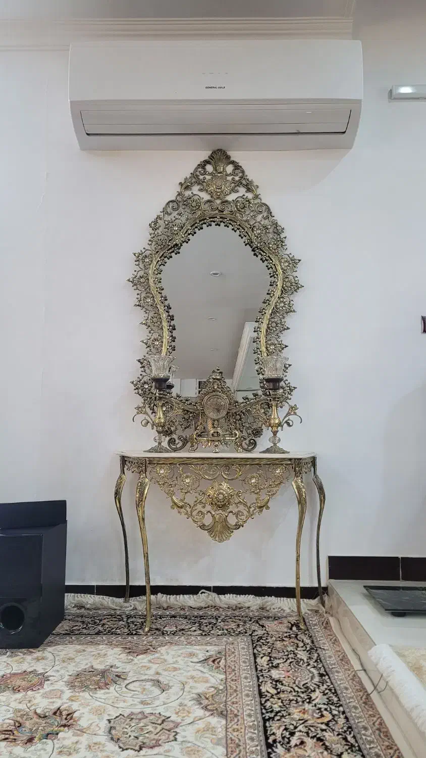 آینه و شمعدان و ساعت برنزی|بوفه، ویترین، کنسول|ری, ظهیرآباد|دیوار
