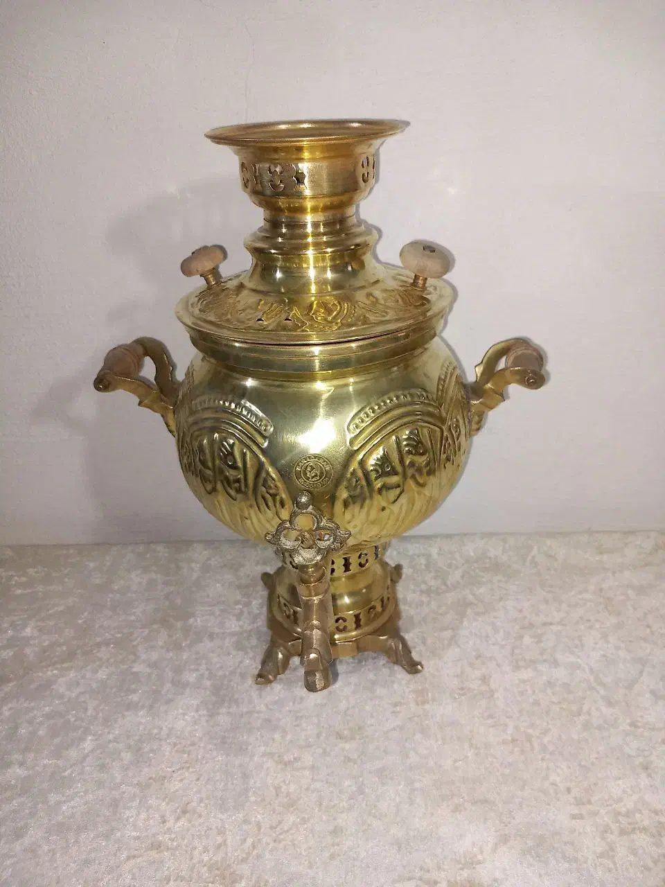 سماور زغالی برنجی طرح دار ۴ لیتری|سماور، چایساز، قهوهساز|تبریز, |دیوار