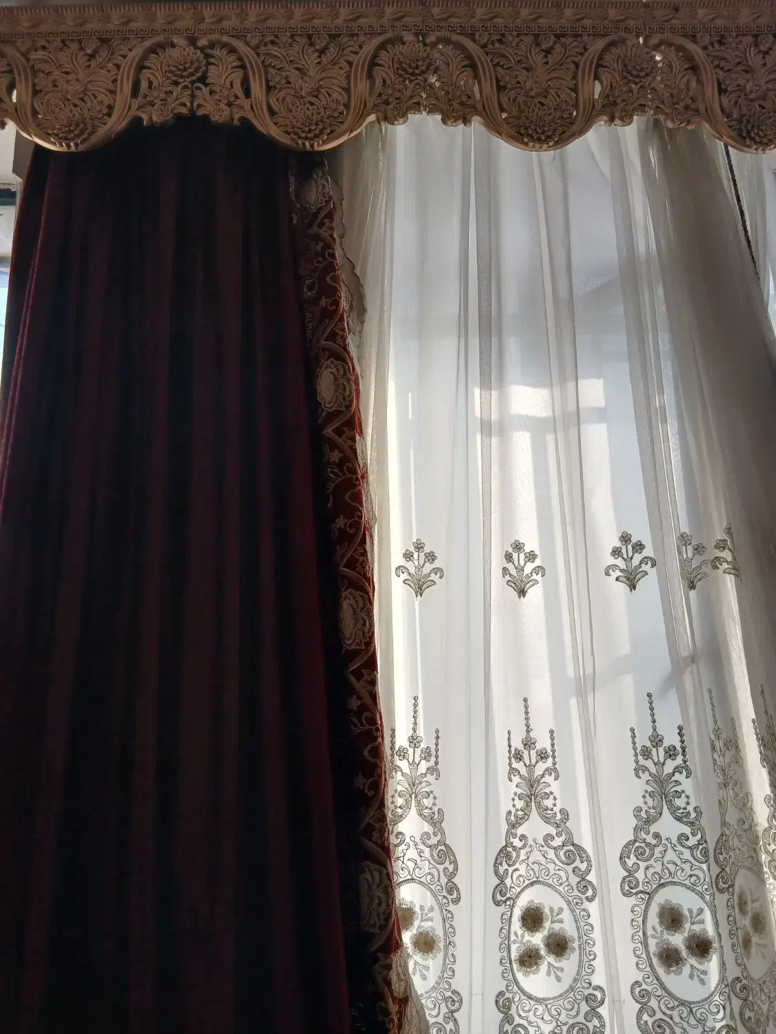 پرده پذیرایی بادوتاپرده درب ورودی باهم|پرده، رانر، رومیزی|دهدشت, |دیوار