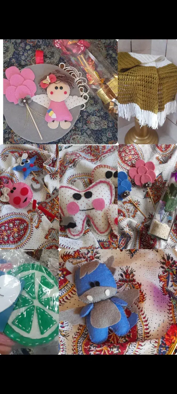 تعدادی گیفت نمدی ویک عروسک بافت|اسباببازی|گلپایگان, |دیوار