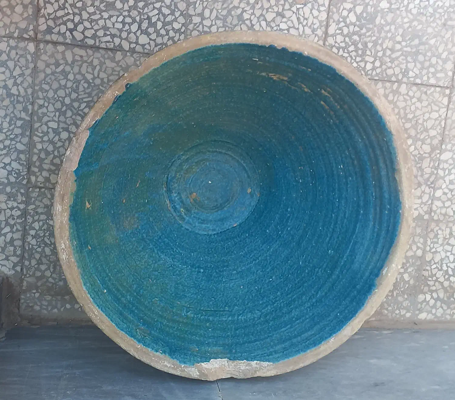 تغار سفالی لعابی قدیمی|کلکسیون اشیاء عتیقه|کاشان, پاقپان|دیوار