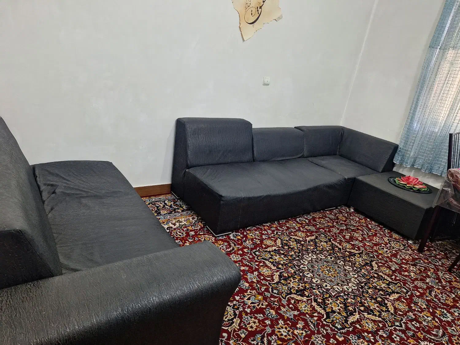 مبل طرح ال روکش چرمی|مبلمان خانگی و میز عسلی|سمنان, |دیوار