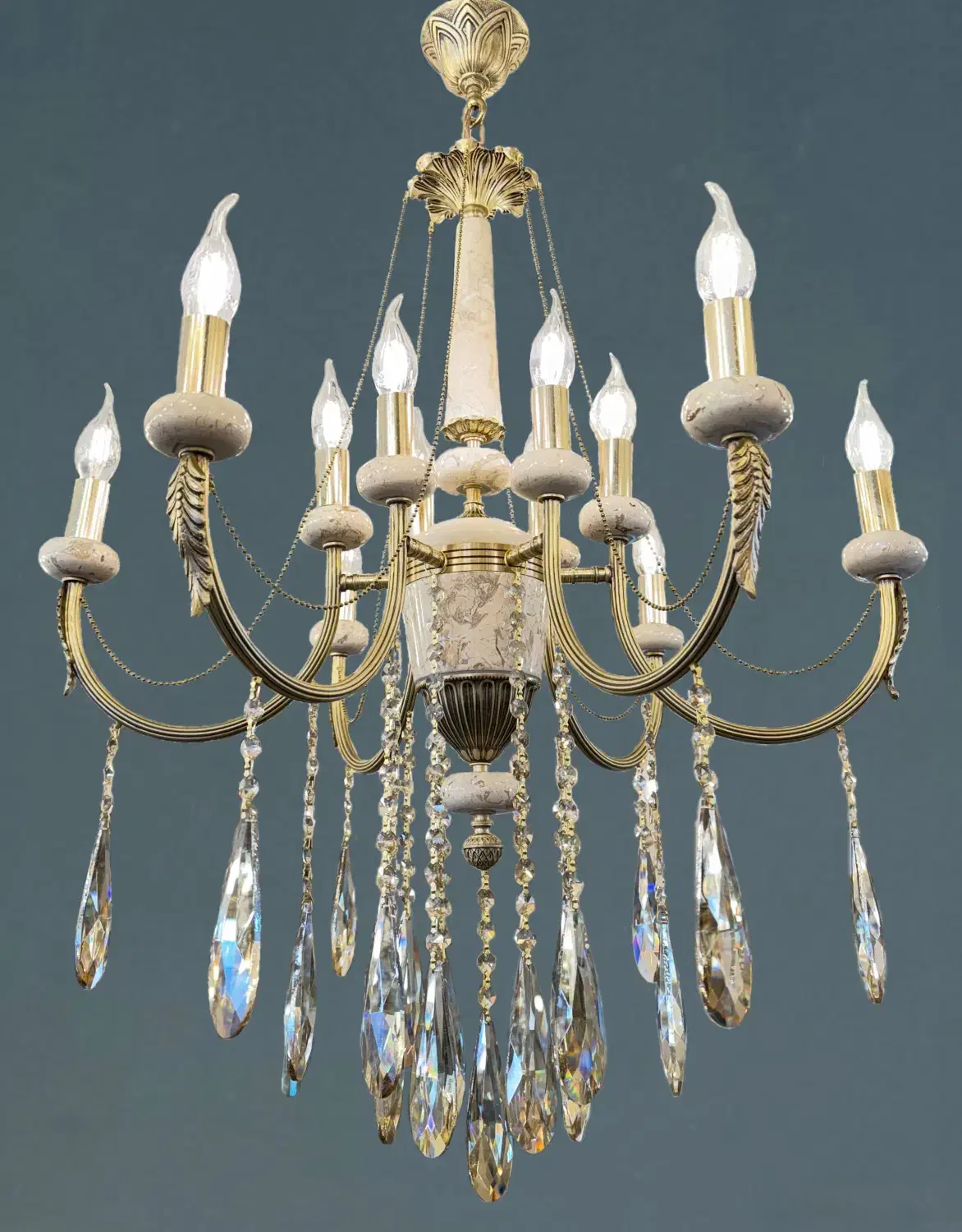 لوستر سنگی توپی ده شعله/تعویض لوسترکهنه با نو|لوستر و چراغ آویز|تهران, نعمت‌آباد|دیوار