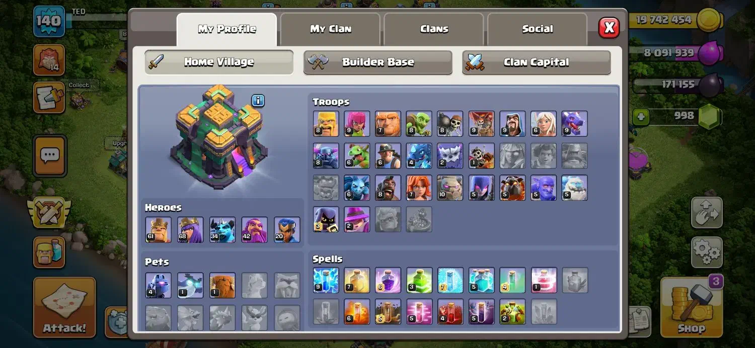 اکانت کلش اف کلنز تان ۱۴|کنسول، بازی ویدئویی و آنلاین|کرج, گلشهر|دیوار