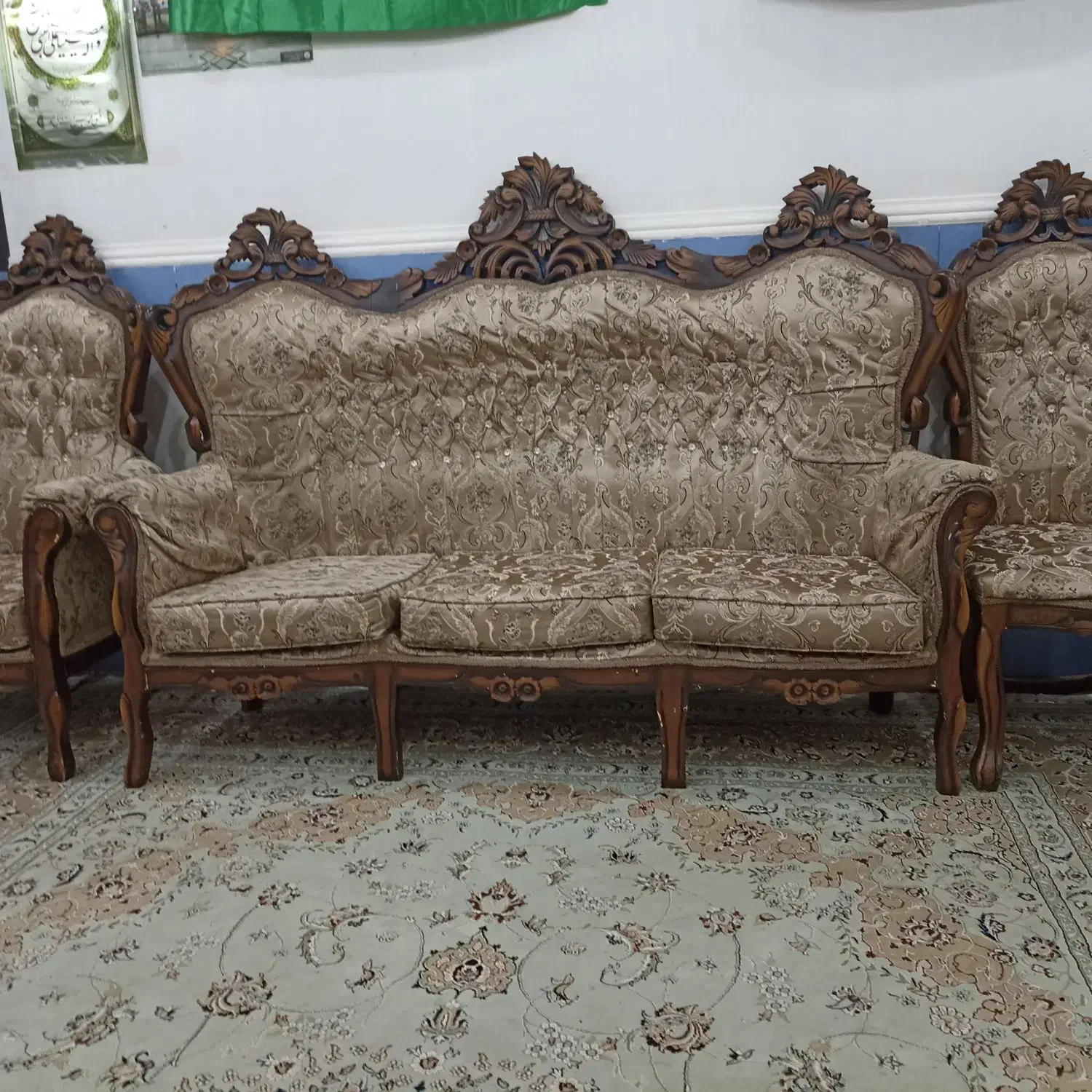 مبل سلطنتی چوب گردو ۱۲نفره|مبلمان خانگی و میز عسلی|اهواز, کوی فرهنگیان ۲|دیوار