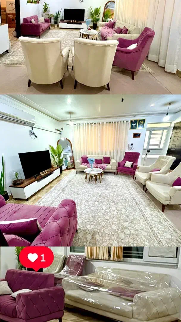 مبلمان هشت نفره همراه با عسلی|مبلمان خانگی و میز عسلی|دوگنبدان, |دیوار