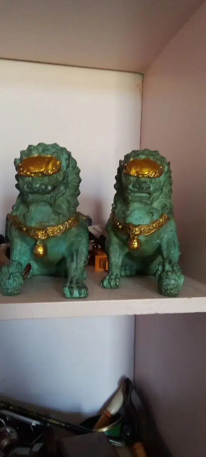 مجسمه برنز شیر فو|کلکسیون اشیاء عتیقه|اراک, |دیوار