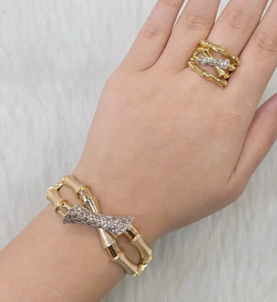 النگو دستبند نقره مدل استخوانی‌ آبکاری طرح طلا کد2|جواهرات|تهران, نیلوفر|دیوار