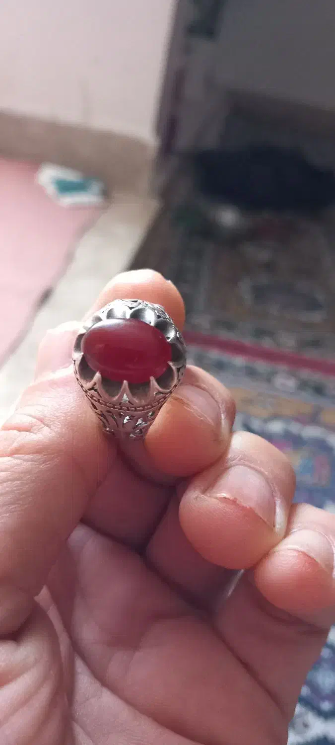 انگشترنقره۹۲۵ با نگین عقیق خیلی قدیمی|جواهرات|بندر گناوه, |دیوار