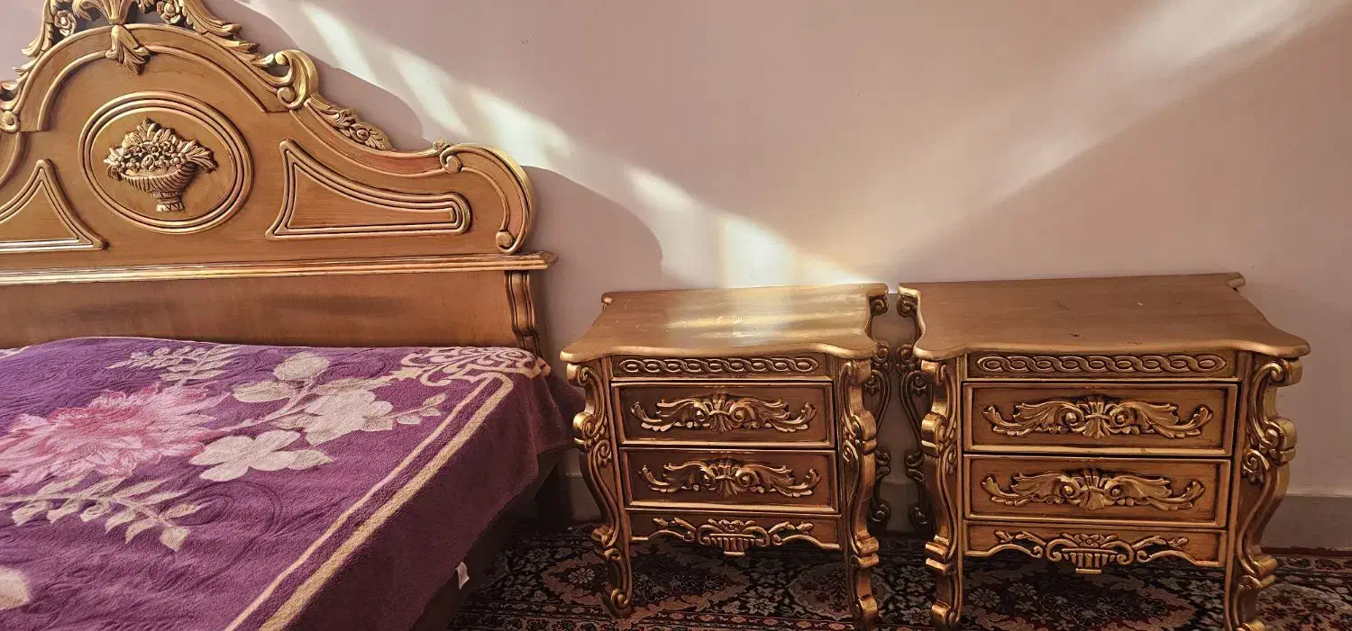 سرویس تخت چوب راش +تشک|تخت و سرویس خواب|کاشمر, |دیوار