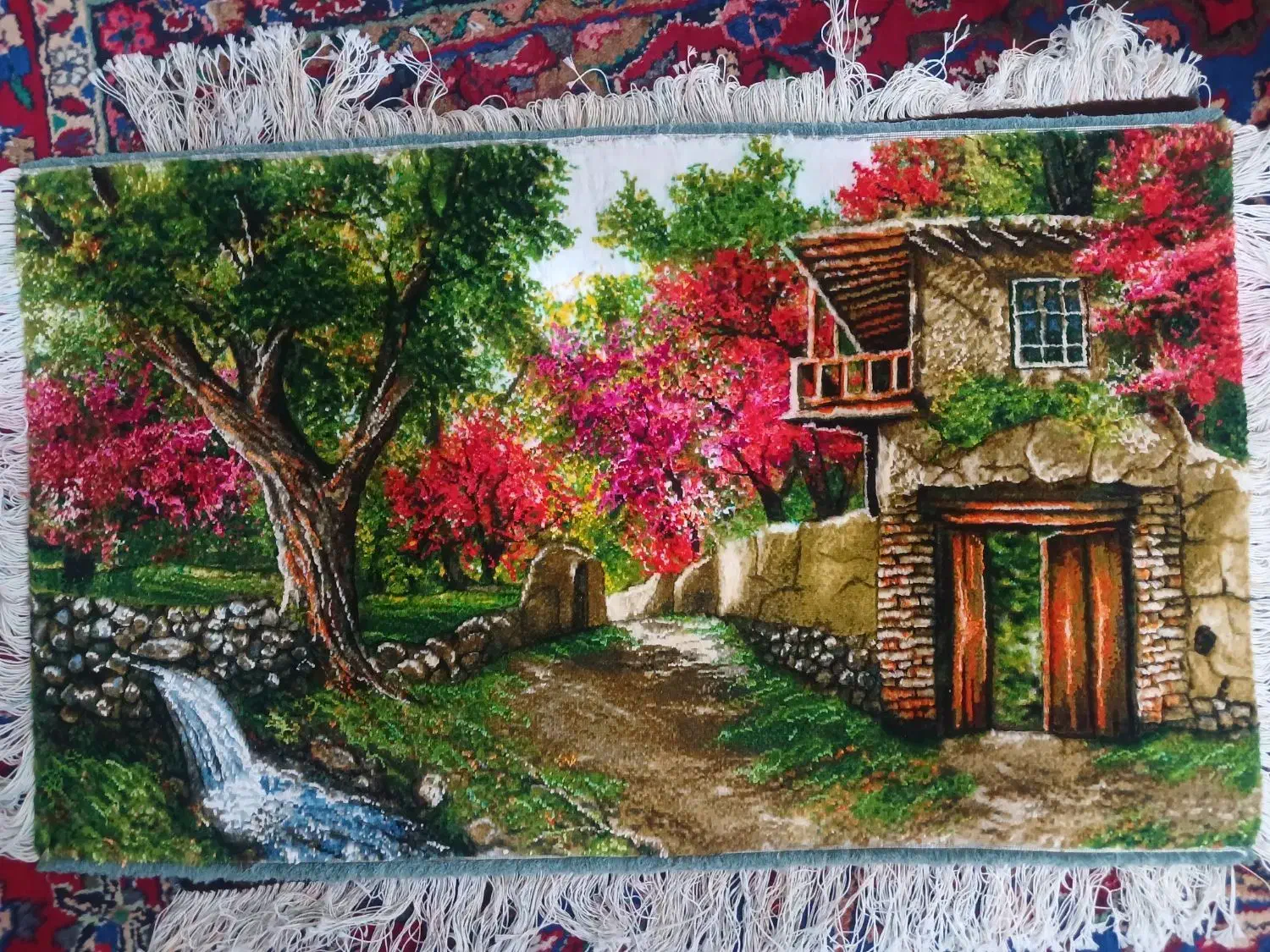 منظره بهار کوچه باغ|تابلو فرش|تبریز, |دیوار