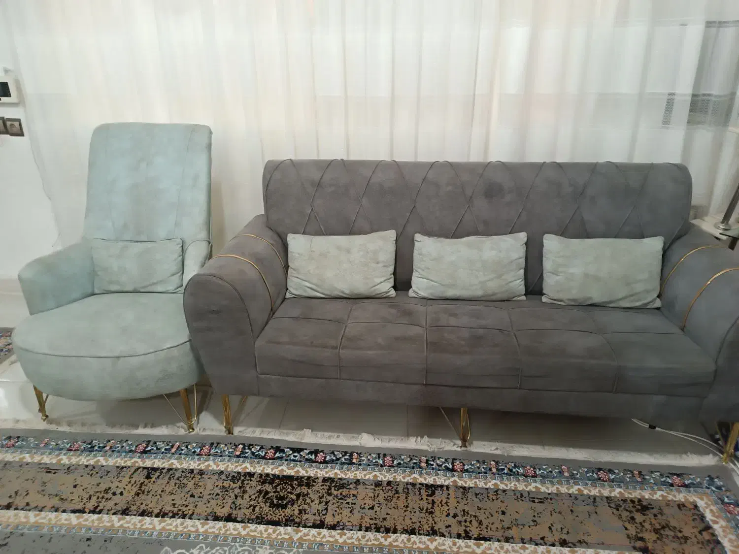 فروش مبل 9نفره ب همراه میز عسلی|مبلمان خانگی و میز عسلی|قائمشهر, |دیوار