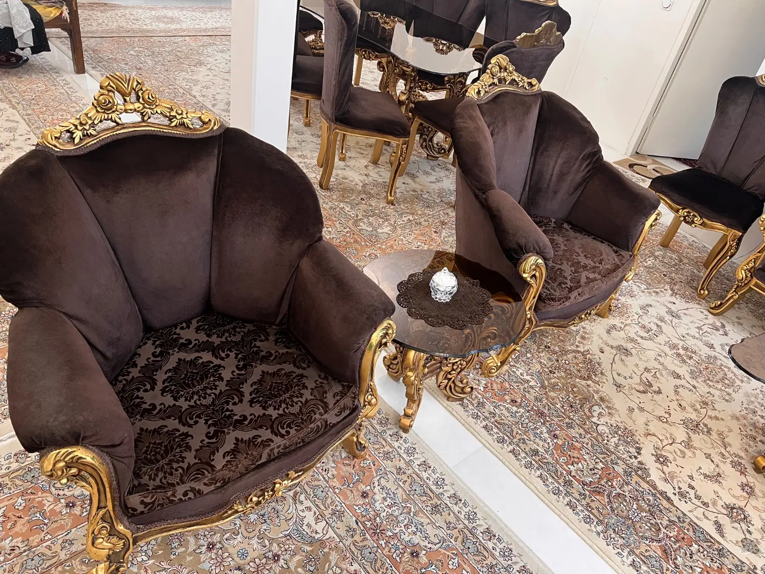 مبلمان استیل ۷ نفره با میز ناهارخوری با ویترین|مبلمان خانگی و میز عسلی|تهران, پونک|دیوار