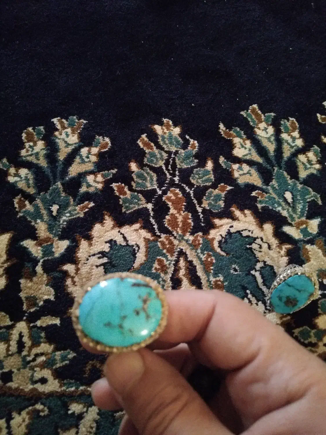 انگشتر نقره دست‌ساز با نگین فیروزه نیشابوری اصل|جواهرات|قزوین, |دیوار