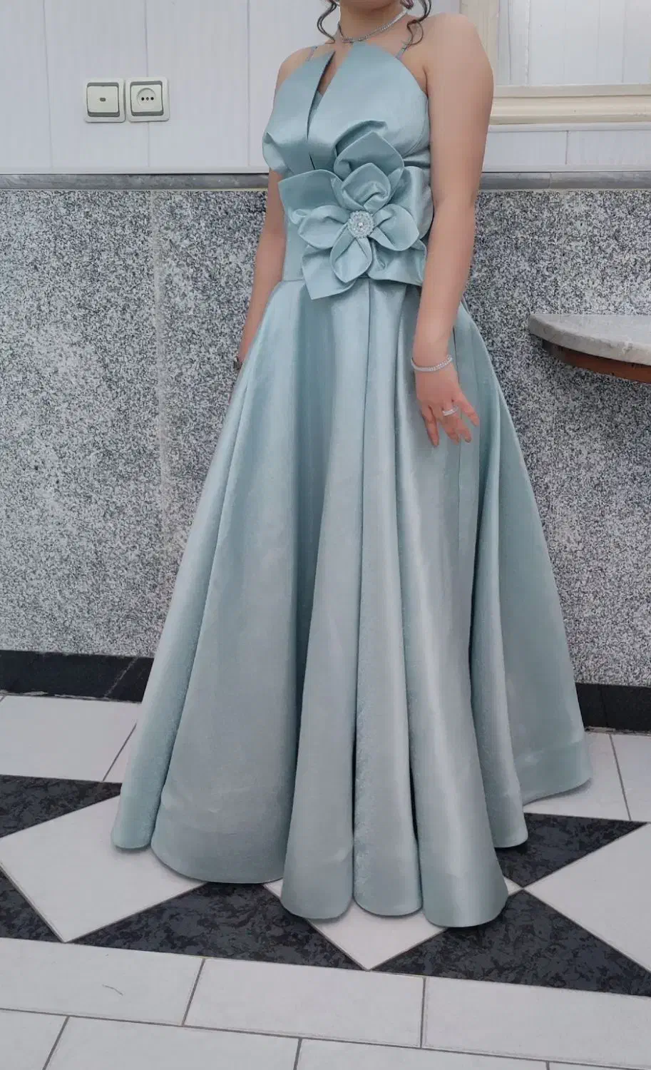 لباس مجلسی رنگ سبزابی تیفانی سایز38جنس ساتن میکادو|لباس|تهران, تهرانپارس غربی|دیوار