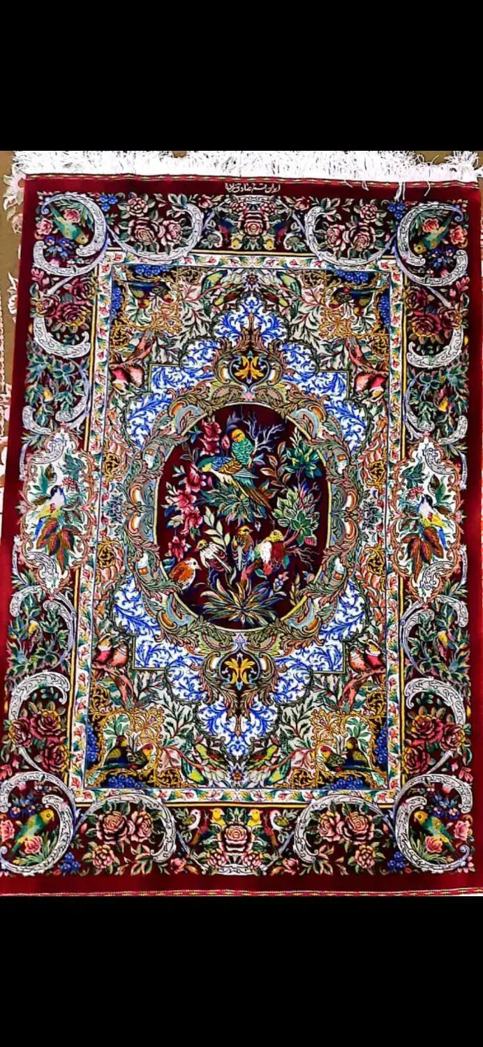 ذرع ونیم تمام ابریشم قم ۸۰رج|فرش|کرمانشاه, |دیوار