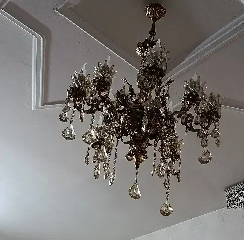 لوستر برنجی ۵ شاخه ۱۰ شعله|لوستر و چراغ آویز|بهارستان, |دیوار