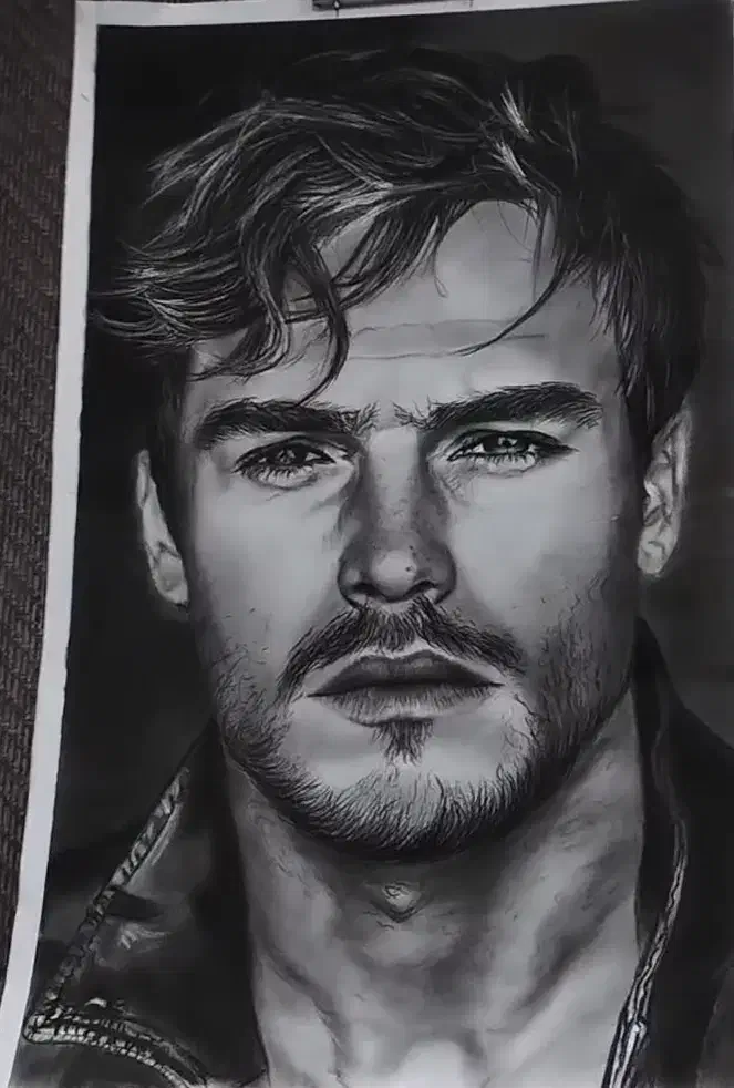 طراحی چهره سیاه قلم/هدیه/کادو|تابلو، نقاشی، عکس|ارومیه, |دیوار