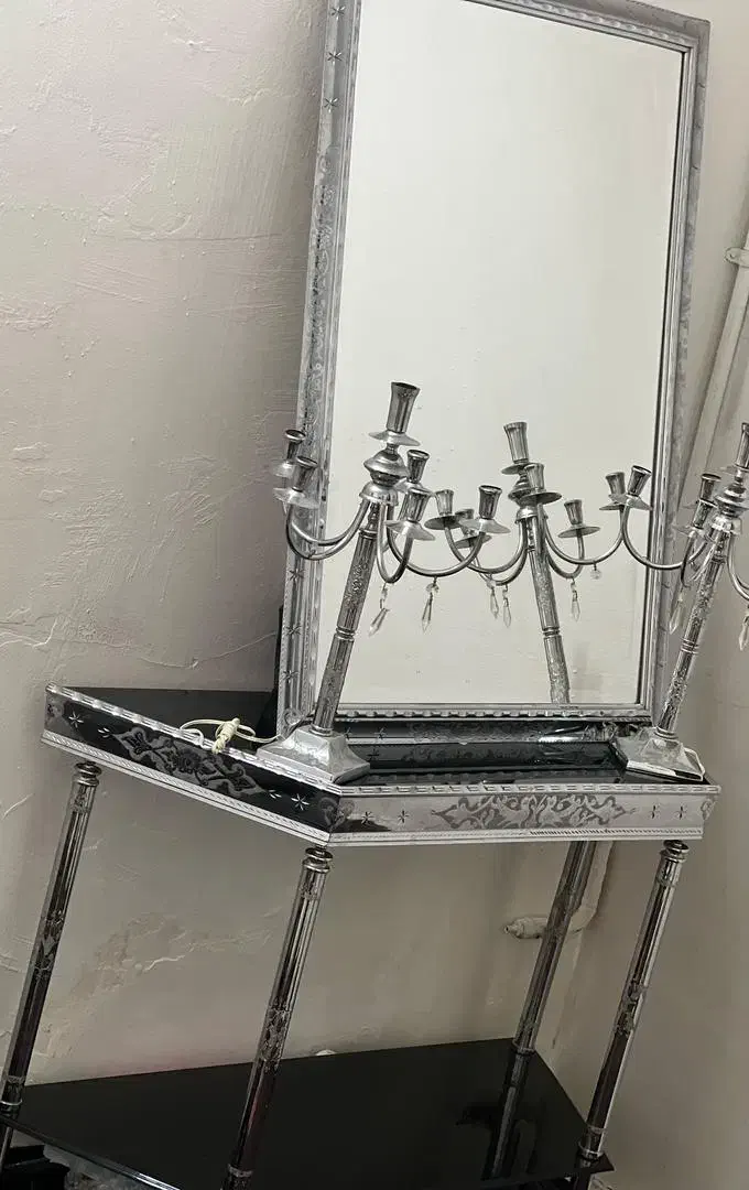 آیینه شمعدان قلم زنی|بوفه، ویترین، کنسول|مشهد, چهارچشمه|دیوار