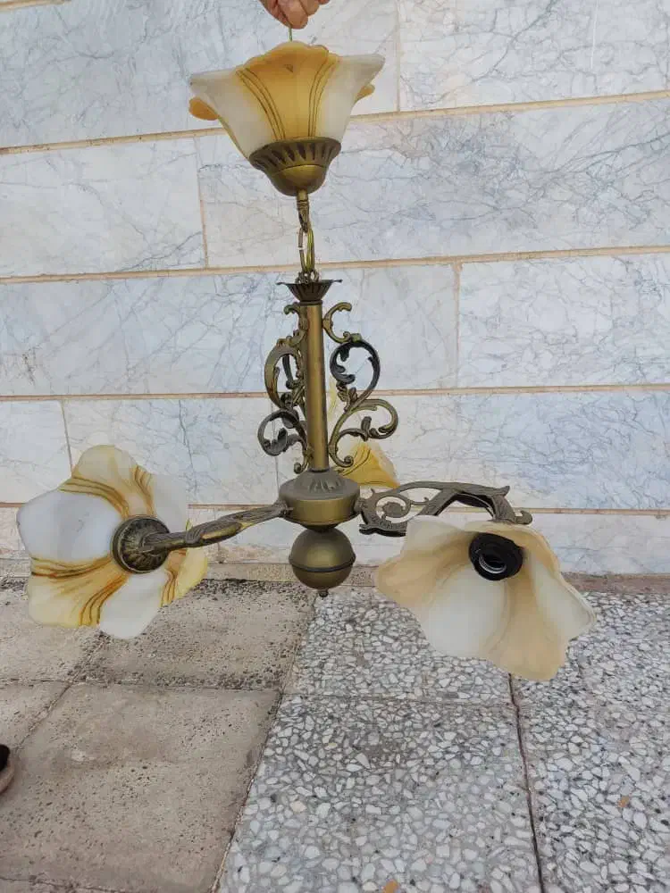 ساعت و لوستر طرح برنجی هردوباهم|ساعت دیواری و تزئینی|منجیل, |دیوار