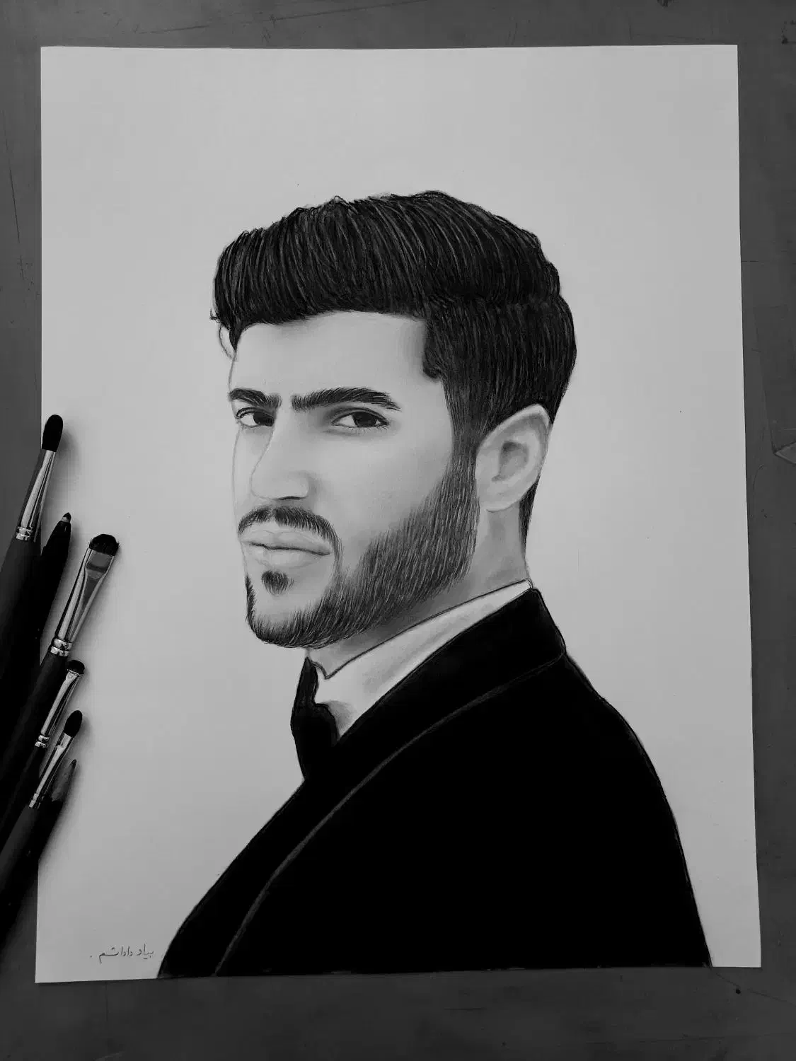 نقاشی چهره روز پدر|تابلو، نقاشی، عکس|سیرجان, |دیوار