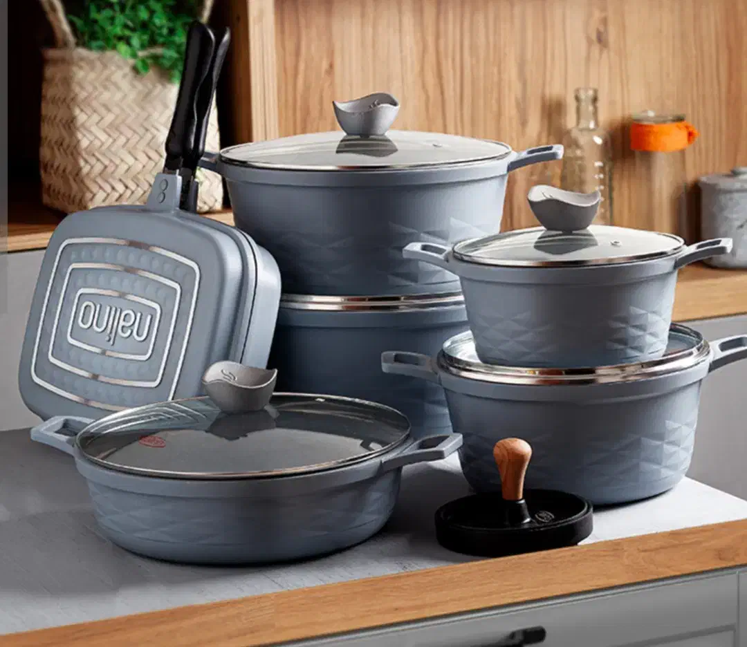 سرویس قابلمه چدن گرانیت نالینو ۱۲ پارچه|ظروف پخت‌وپز|قم, نیروگاه|دیوار