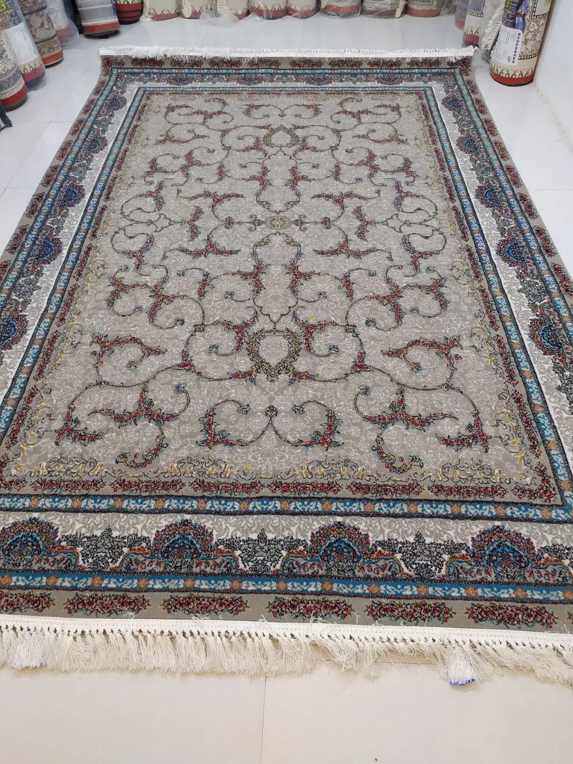 فرش موج  طوسی 9متری،نو|فرش|اسدآباد, |دیوار