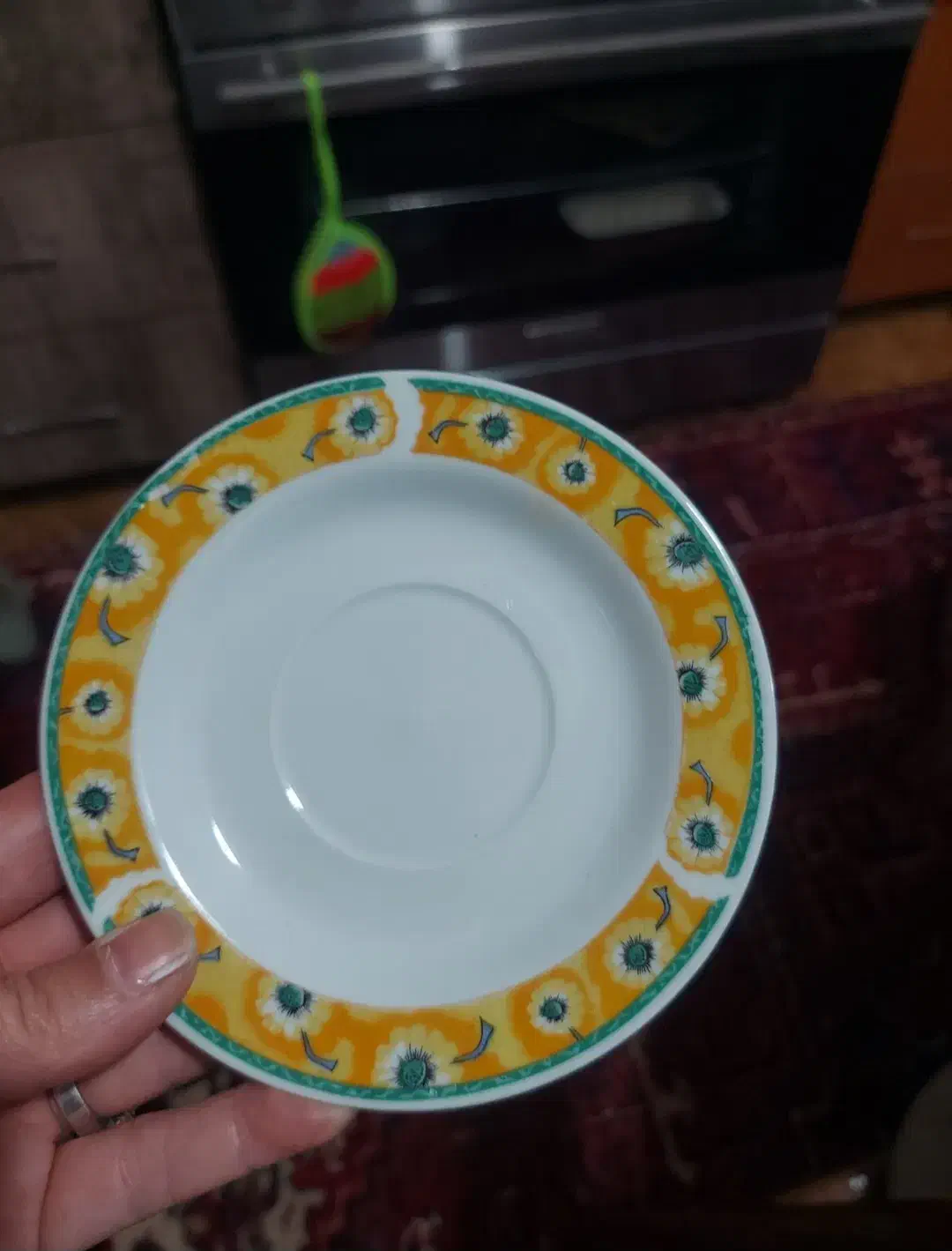 نعلبکی تخت دور زرد|ظروف سرو و پذیرایی|خسروشاه, |دیوار