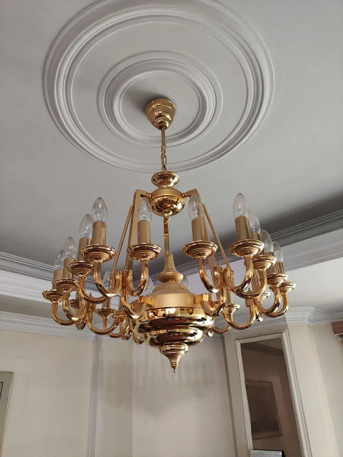 لوستر ۱۸ شاخه روکش طلا|لوستر و چراغ آویز|تهران, میرداماد|دیوار