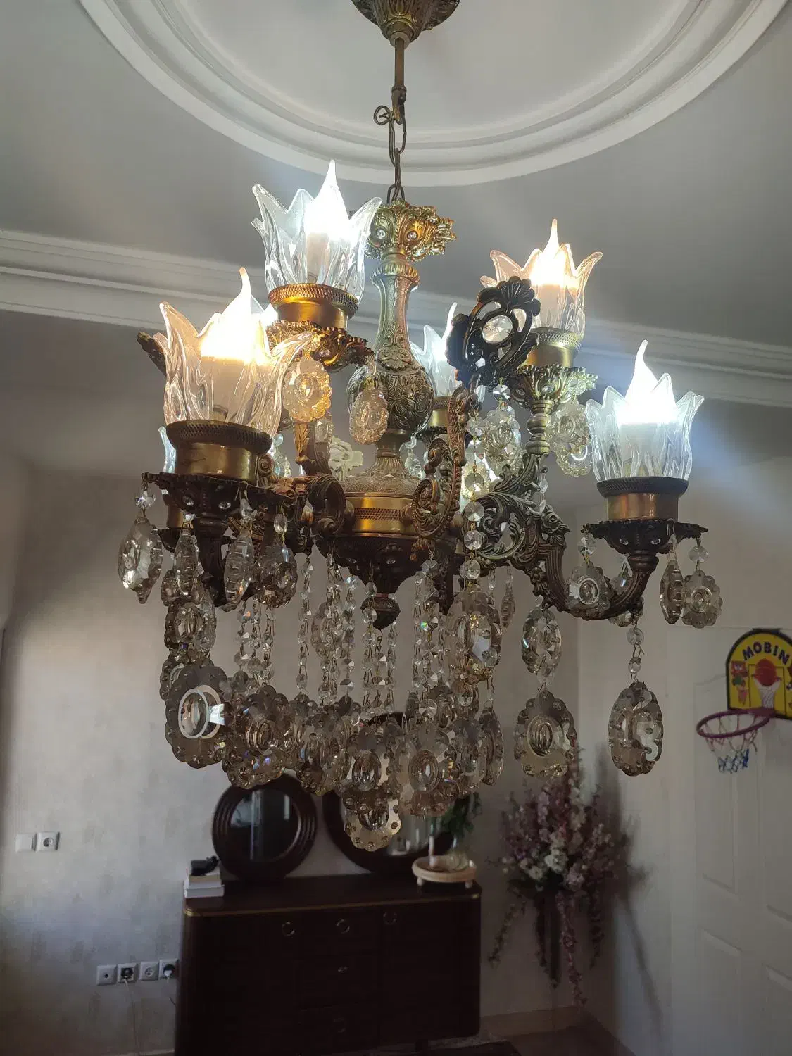 دو عدد لوستر برنجی|لوستر و چراغ آویز|محمدیه-قزوین, |دیوار