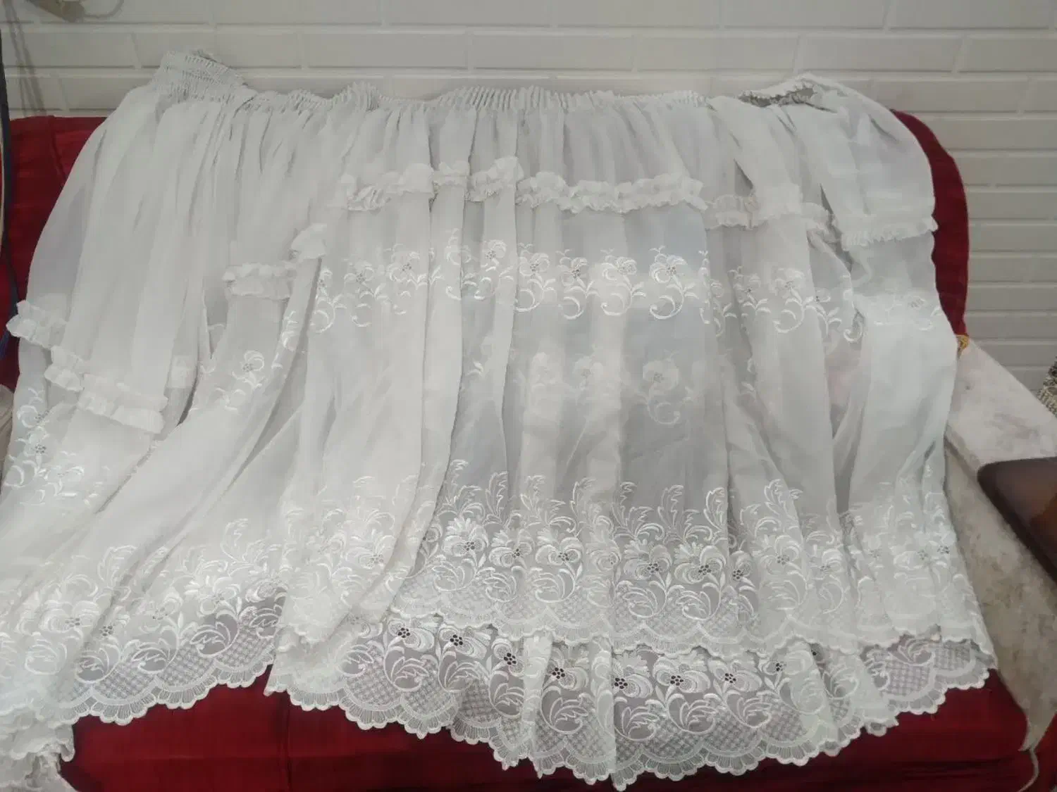 پرده حریر 4 عدد|پرده، رانر، رومیزی|سمنان, |دیوار