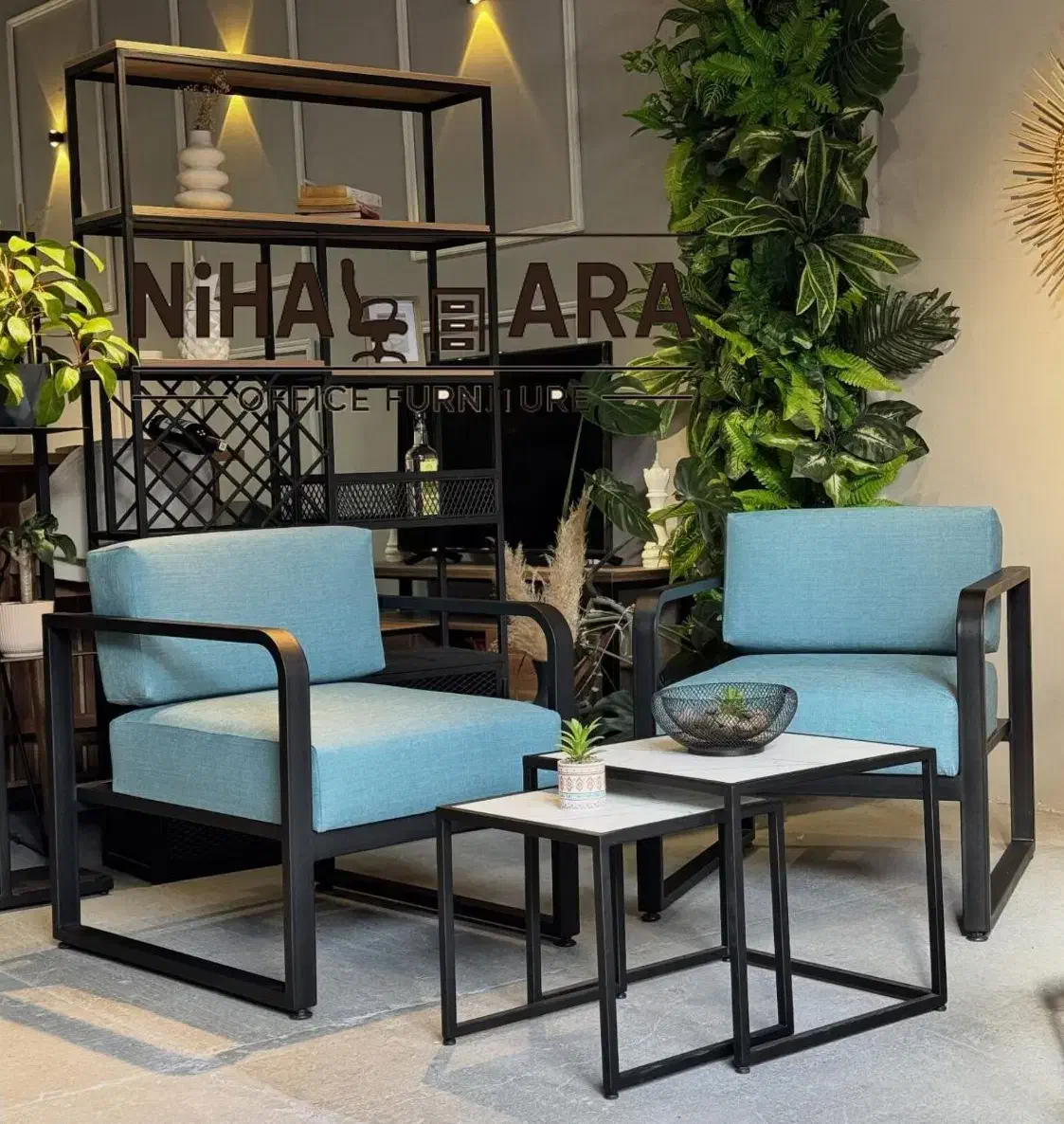 مبل اداری فلزی خم مدرن آبی اسمانی صندلی میز جلومبل|دفتر کار|چهاردانگه (تهران), |دیوار