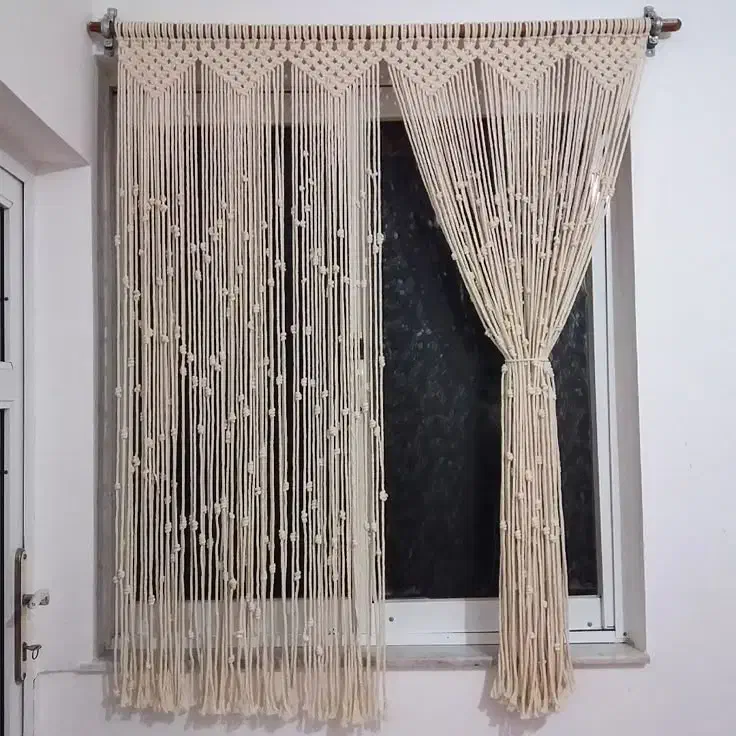 پرده مکرومه|پرده، رانر، رومیزی|مشهد, استاد یوسفی (شهرک غرب)|دیوار