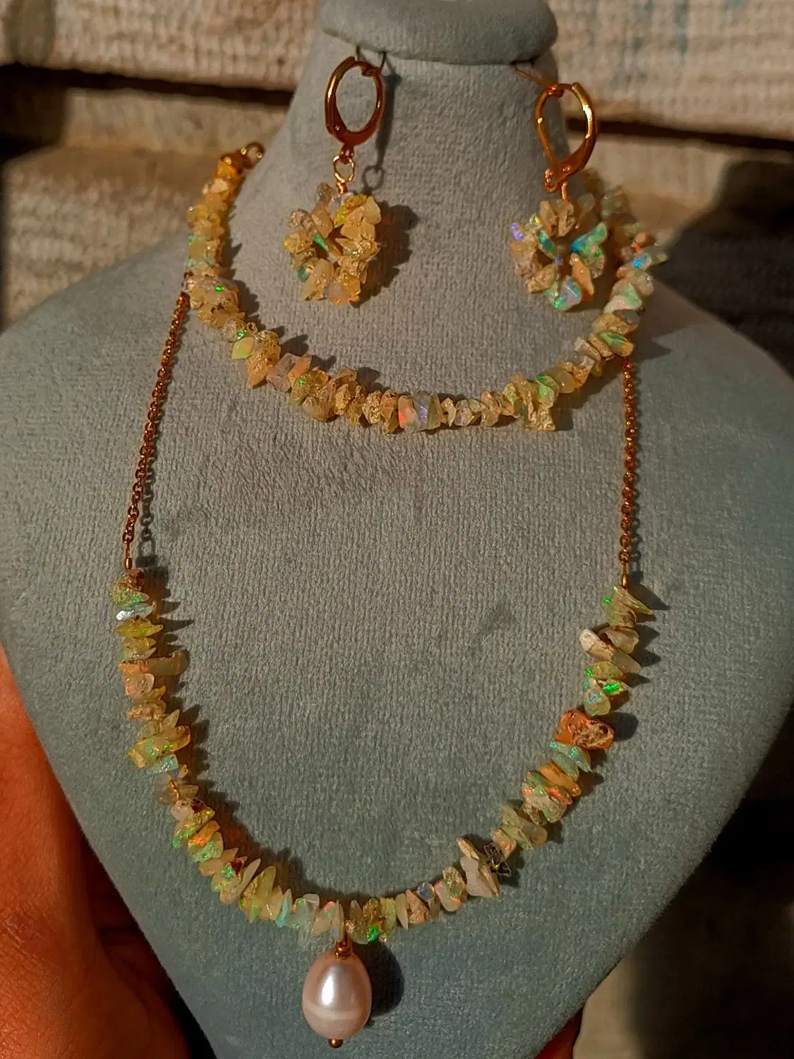 نیم ست جواهری از سنگ اوپال اتیوپی|جواهرات|تهران, پامنار|دیوار