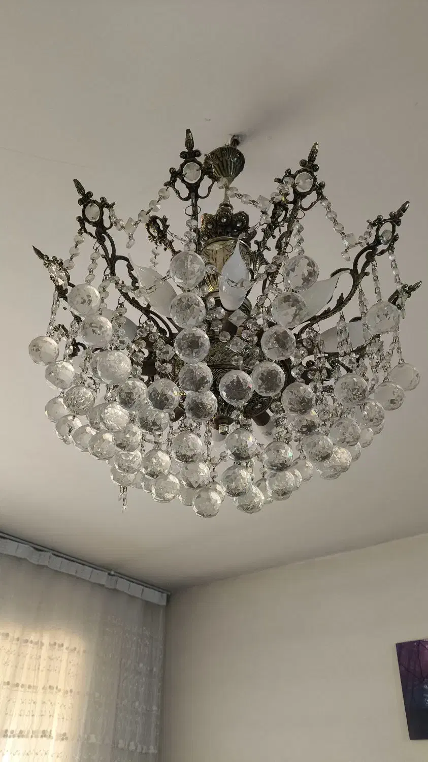 لوستر ۱۲شاخه کریستالی|لوستر و چراغ آویز|کرج, گلشهر|دیوار