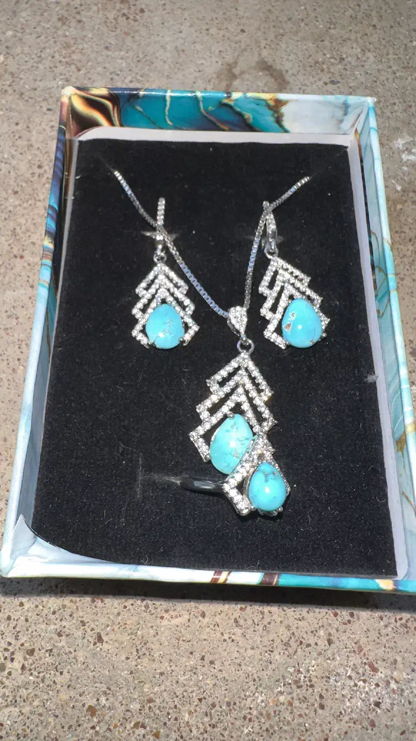 ست گوشواره و گردنبند نقره ۹۰۵ (کار دست)|جواهرات|اهواز, کیانپارس |دیوار